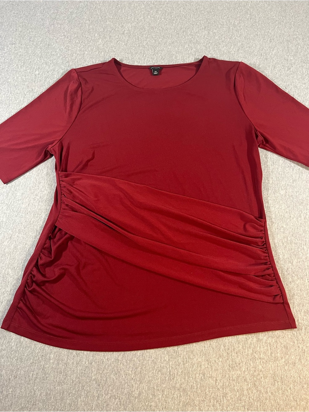 Ann Taylor Burgundy Ruched-Side Short Sleeve Top